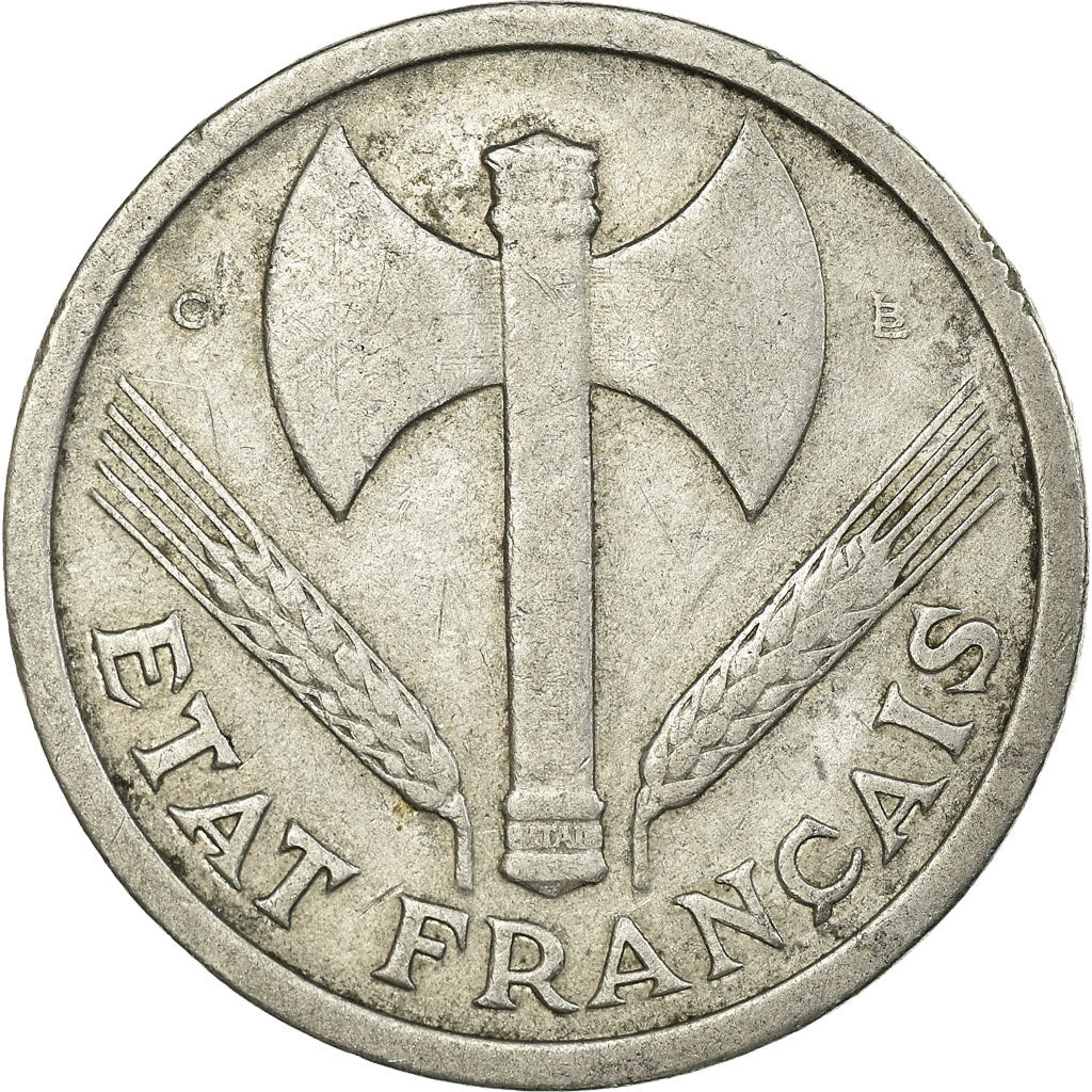 Coin, France, Bazor, 2 Francs, 1944, Castelsarrasin, VF(30-35), Aluminum
