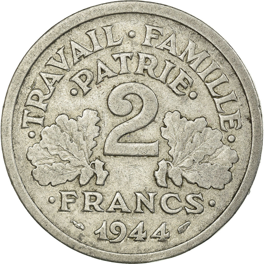 Coin, France, Bazor, 2 Francs, 1944, Castelsarrasin, VF(30-35), Aluminum