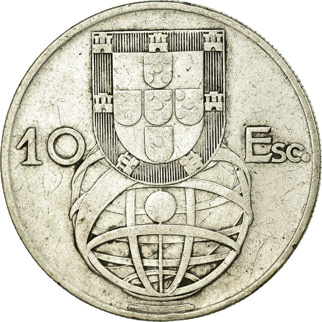 Coin, Portugal, 10 Escudos, 1955, VF(30-35), Silver, KM:586