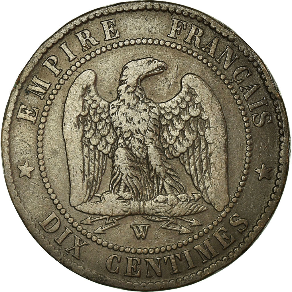 Moneda, Francia, Napoleon III, Napoléon III, 10 Centimes, 1856, Lille, BC+