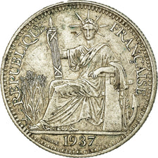Coin, FRENCH INDO-CHINA, 10 Cents, 1937, Paris, EF(40-45), Silver, KM:16.2