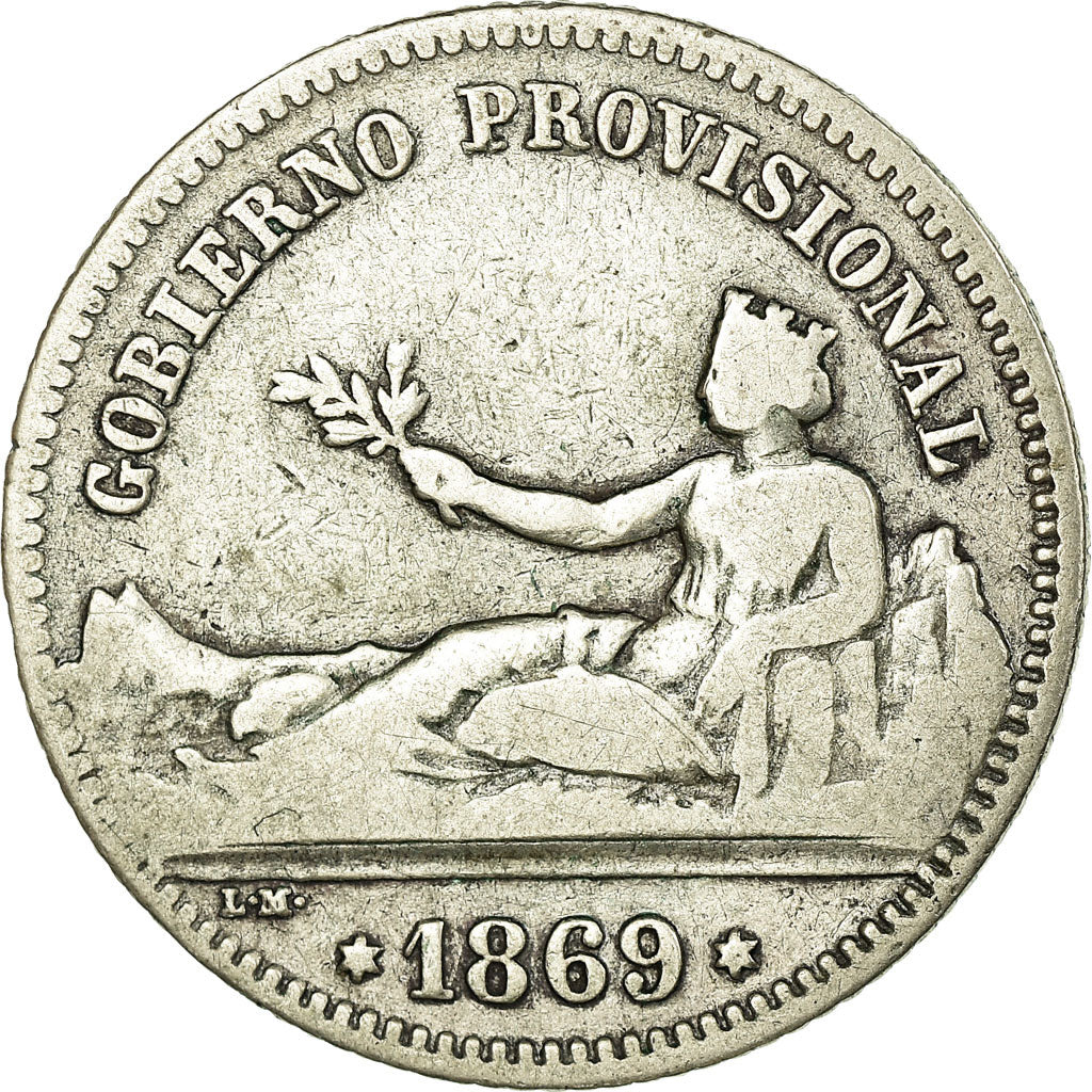 Coin, Spain, Provisional Government, Peseta, 1869, Madrid, VF(20-25), Silver