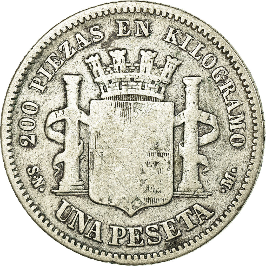 Coin, Spain, Provisional Government, Peseta, 1869, Madrid, VF(20-25), Silver