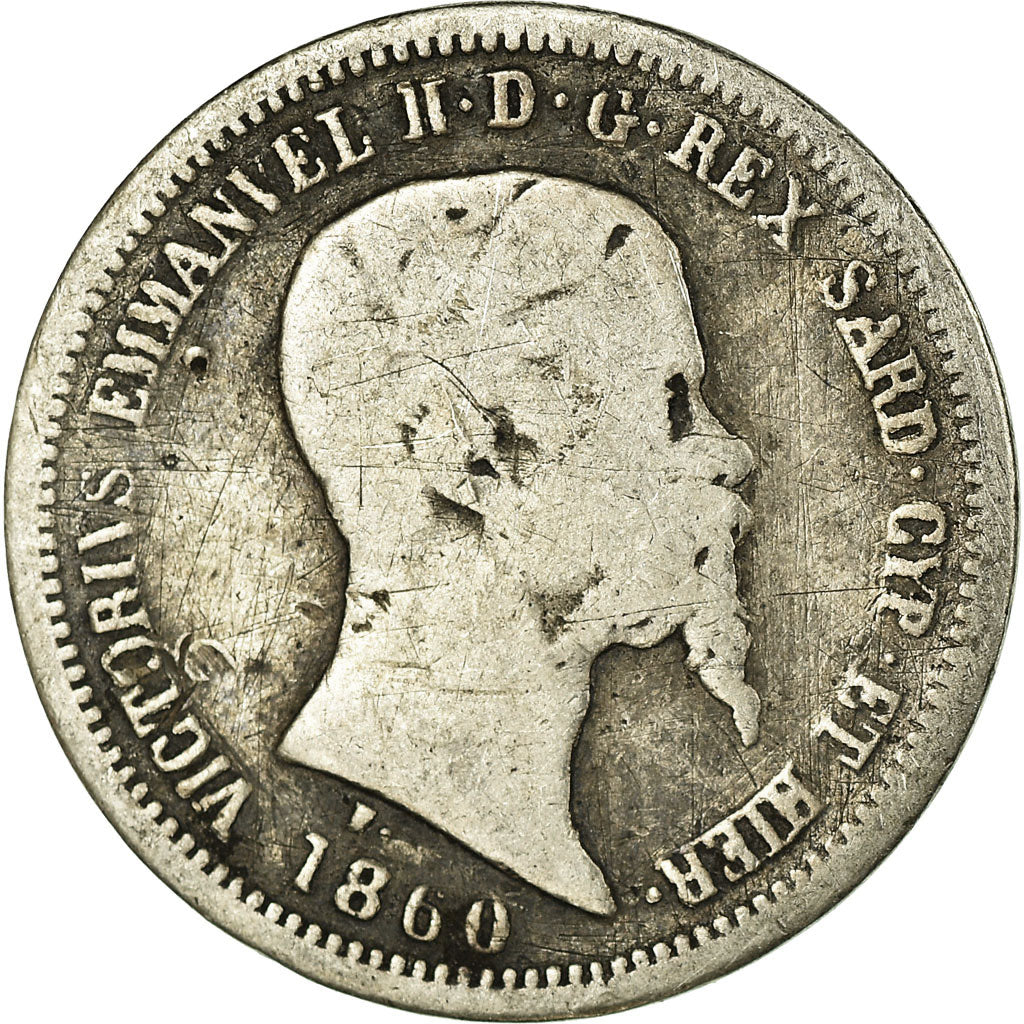 Coin, ITALIAN STATES, SARDINIA, Vittorio Emanuele II, 50 Centesimi, 1860, Milan