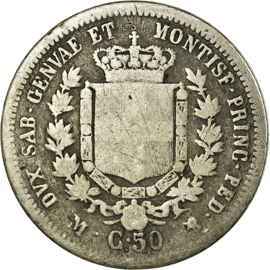 Coin, ITALIAN STATES, SARDINIA, Vittorio Emanuele II, 50 Centesimi, 1860, Milan