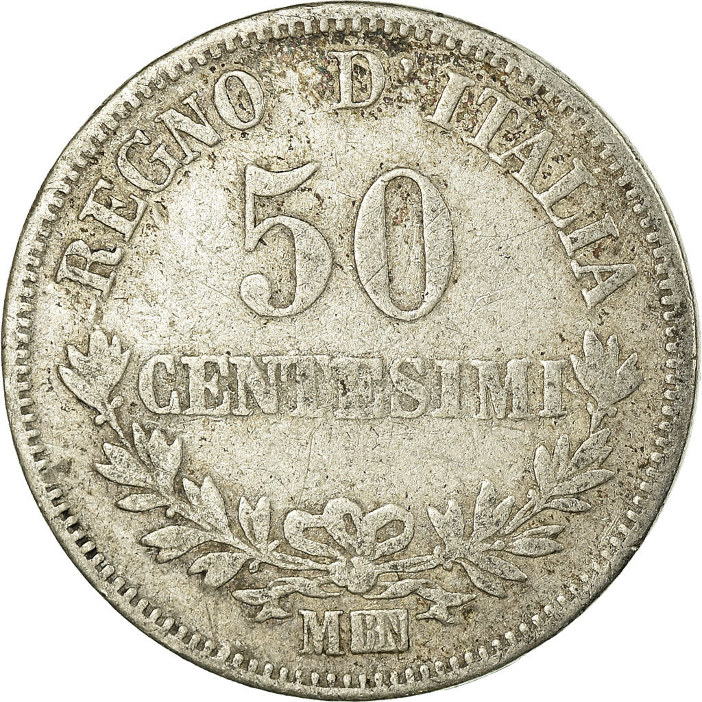 Coin, Italy, Vittorio Emanuele II, 50 Centesimi, 1867, Milan, VF(30-35), Silver
