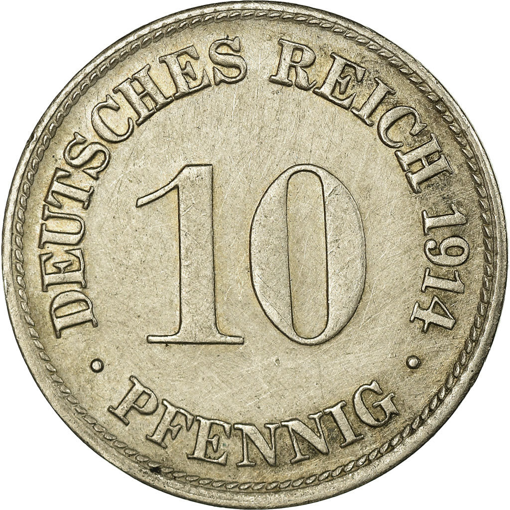 Coin, GERMANY - EMPIRE, Wilhelm II, 10 Pfennig, 1914, Munich, EF(40-45)