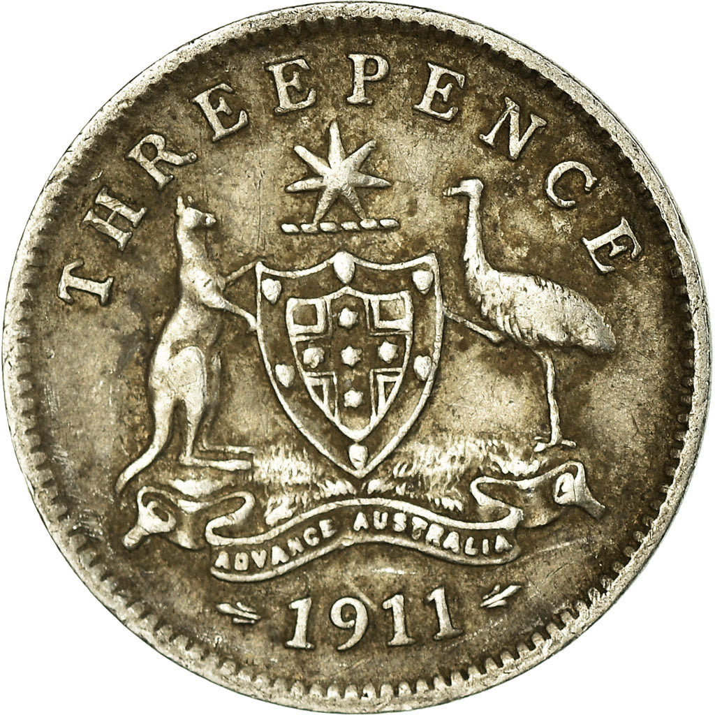 Coin, Australia, George V, Threepence, 1911, VF(20-25), Silver, KM:24