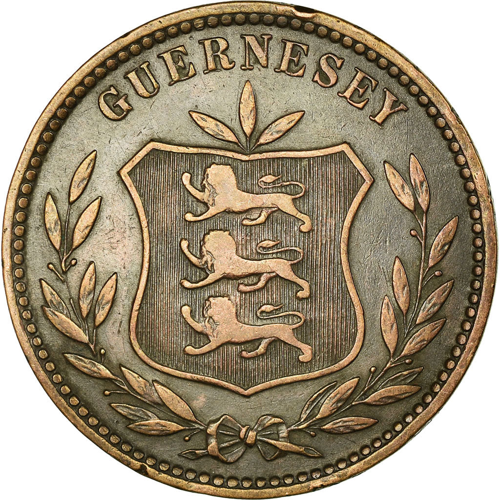 Coin, Guernsey, 8 Doubles, 1902, Heaton, Birmingham, EF(40-45), Bronze, KM:7