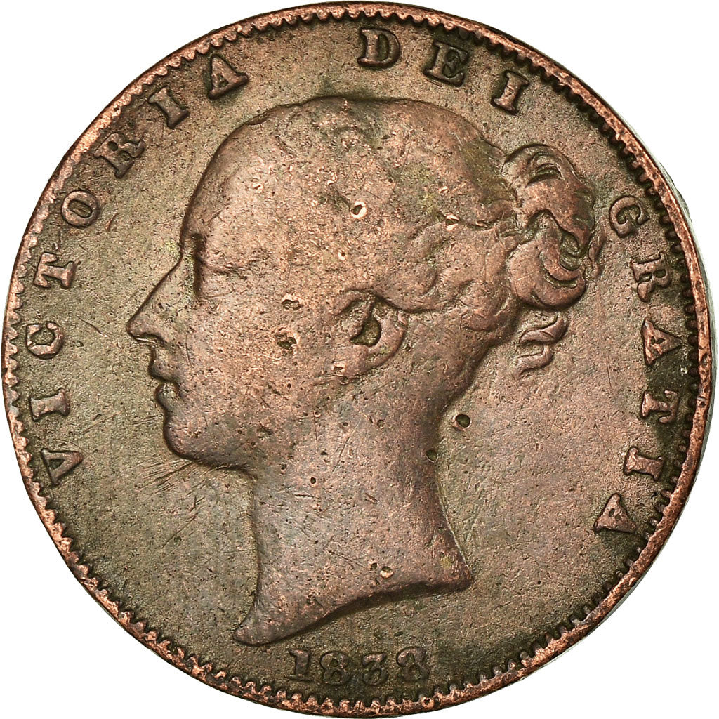 Coin, Great Britain, Victoria, Farthing, 1838, VF(30-35), Copper, KM:725