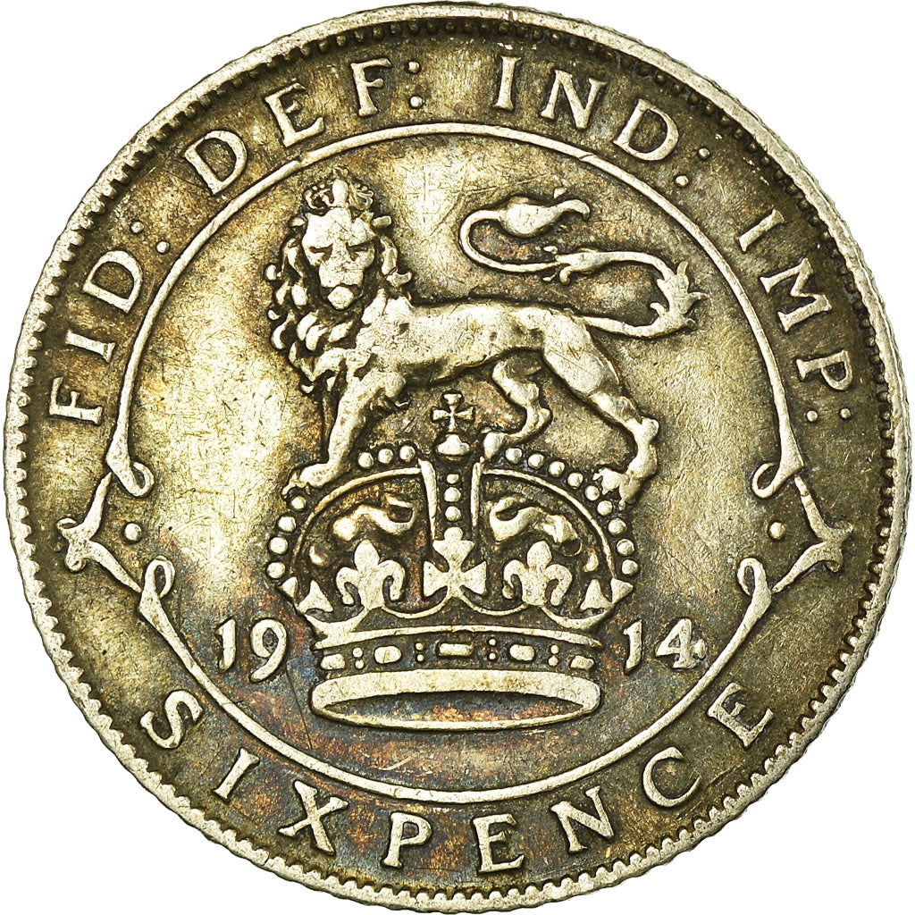 Coin, Great Britain, George V, 6 Pence, 1914, VF(30-35), Silver, KM:815