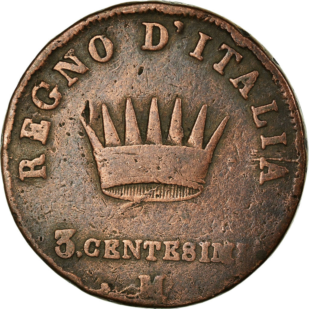 Munten, Italiaanse staten, KINGDOM OF NAPOLEON, Napoleon I, 3 Centesimi, 1809