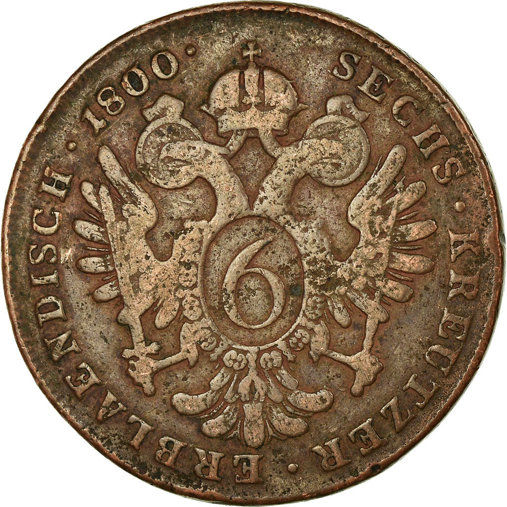 Coin, Austria, Franz II (I), 6 Kreuzer, 1800, VF(20-25), Copper, KM:2128