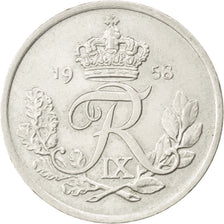 DENMARK, 25 Ore, 1958, Copenhagen, KM #842.2, AU(55-58), Copper-Nickel, 23, 4.53