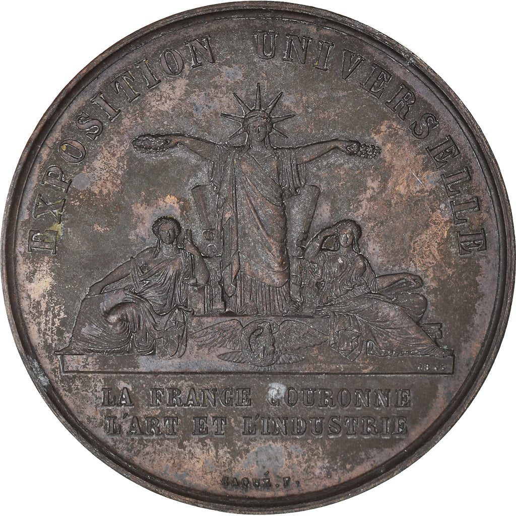 France, Medal, Napoléon III, Exposition Universelle de Paris, 1855, Caqué