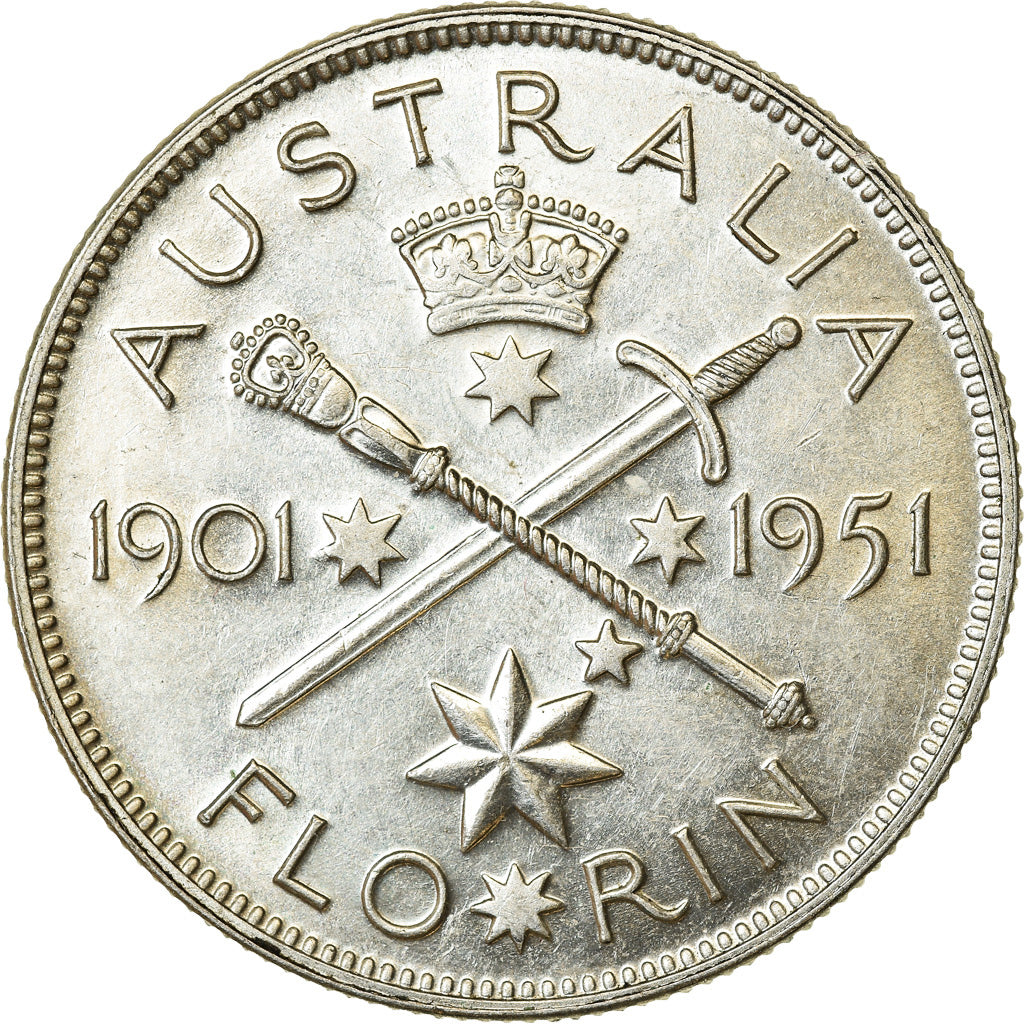 Coin, Australia, George VI, Florin, 1951, Melbourne, EF(40-45), Silver, KM:47