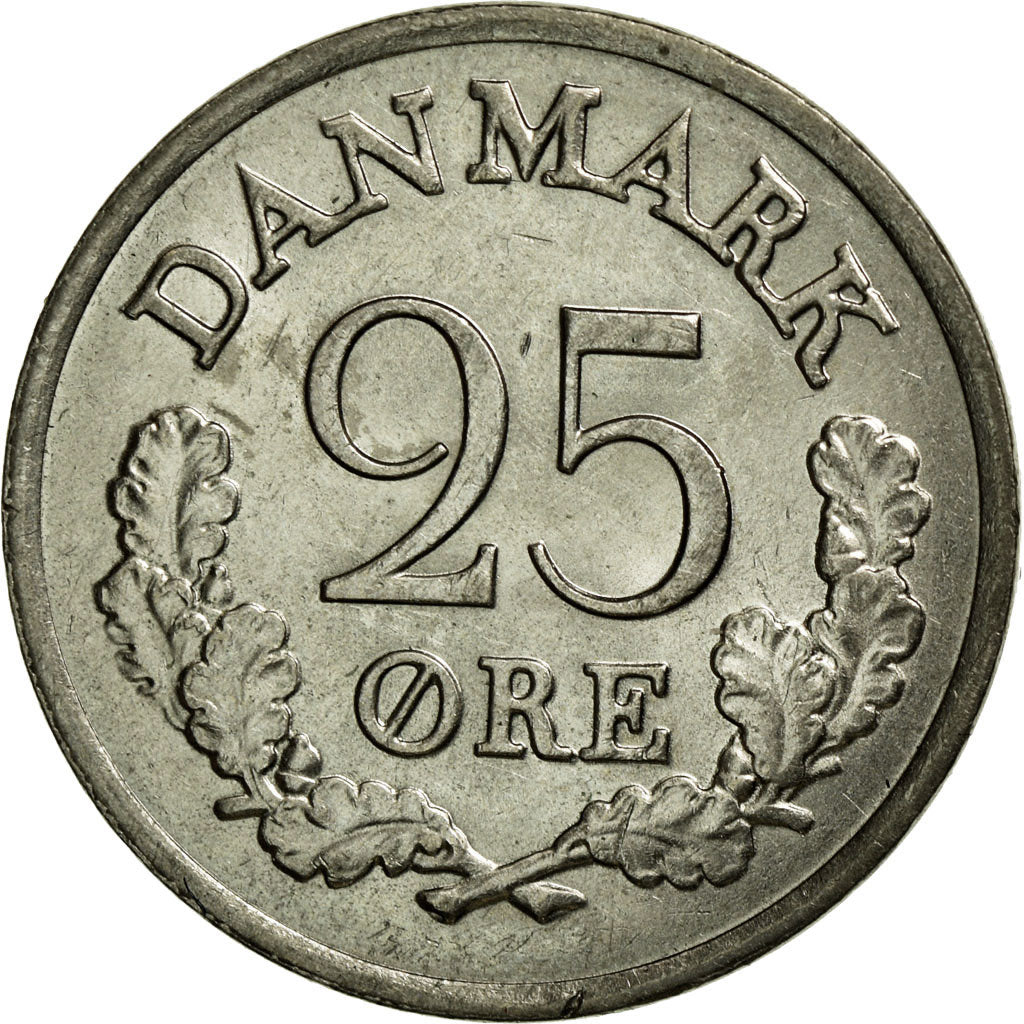 Moneta, Danimarca, Frederik IX, 25 Öre, 1965, SPL-, Rame-nichel, KM:850