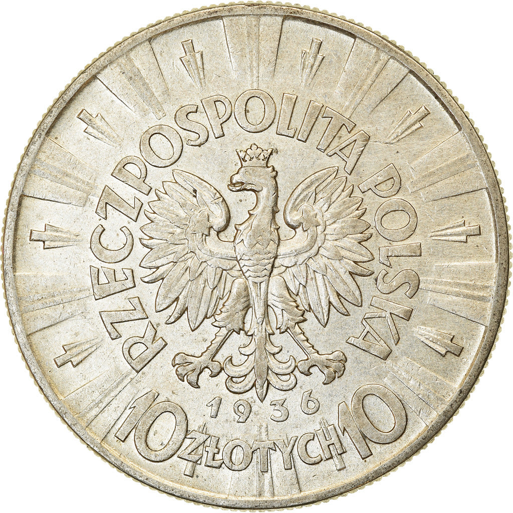 Coin, Poland, 10 Zlotych, 1936, Warsaw, EF(40-45), Silver, KM:29