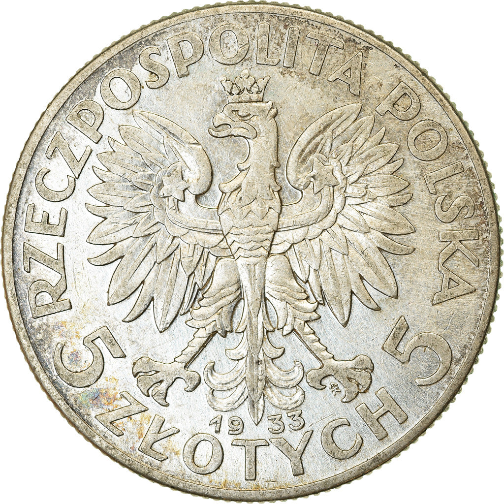 Coin, Poland, 5 Zlotych, 1933, Warsaw, EF(40-45), Silver, KM:21