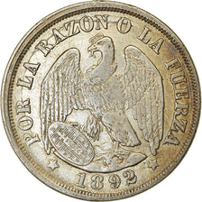 Coin, Chile, 20 Centavos, 1892, Santiago, EF(40-45), Silver, KM:138.4