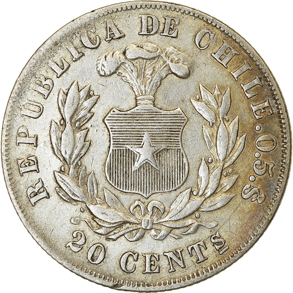 Coin, Chile, 20 Centavos, 1892, Santiago, EF(40-45), Silver, KM:138.4