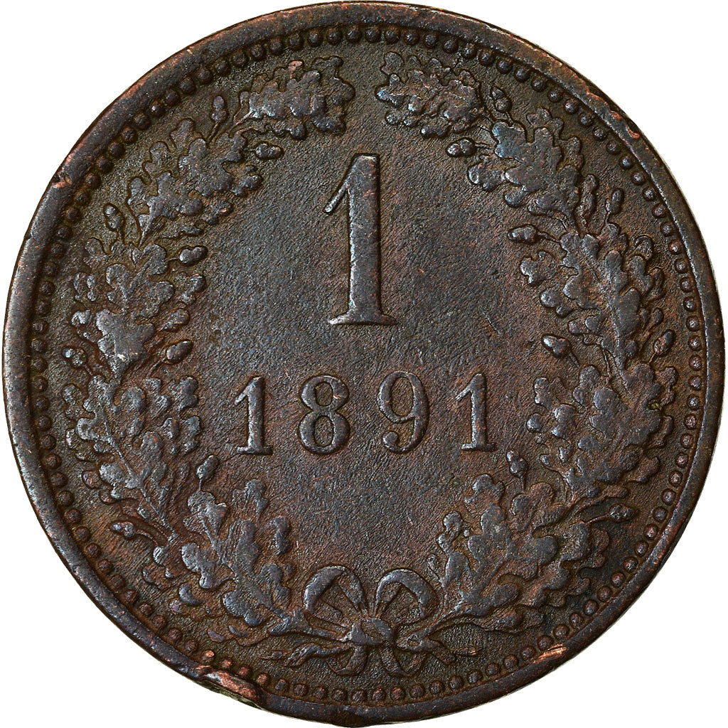 Münze, Österreich, Franz Joseph I, Kreuzer, 1891, SS, Kupfer, KM:2187