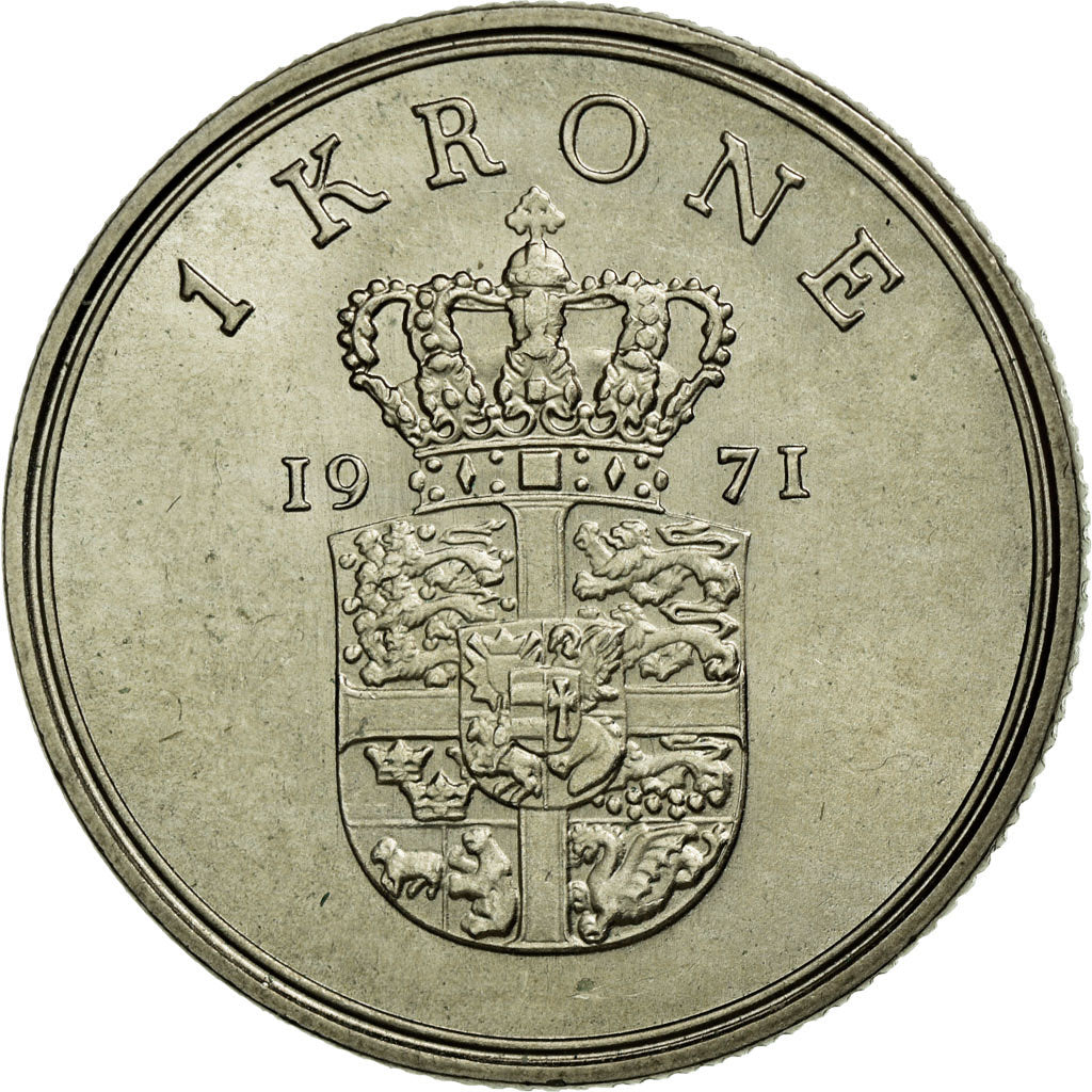 Coin, Denmark, Frederik IX, Krone, 1971, AU(55-58), Copper-nickel, KM:851.1