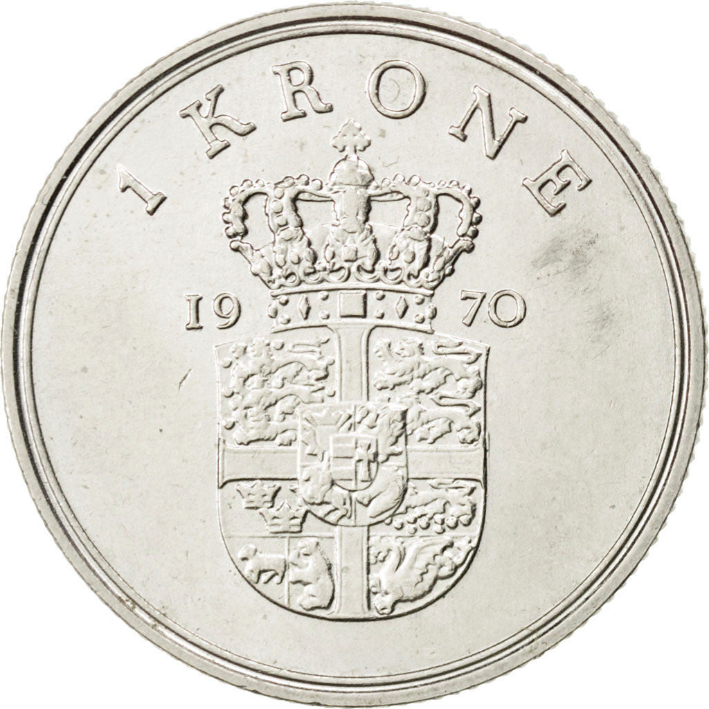 Münze, Dänemark, Frederik IX, Krone, 1970, VZ, Copper-nickel, KM:851.1