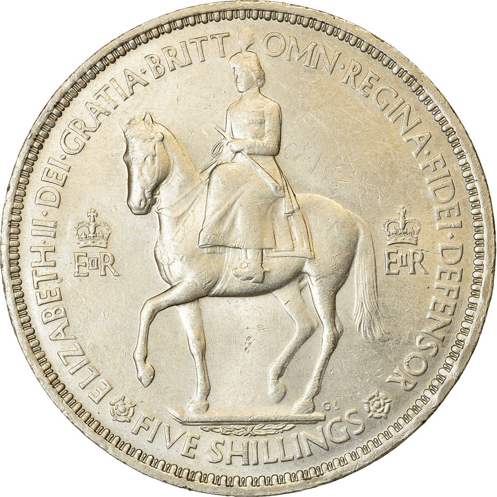 Coin, Great Britain, Elizabeth II, Crown, 1953, EF(40-45), Copper-nickel, KM:894