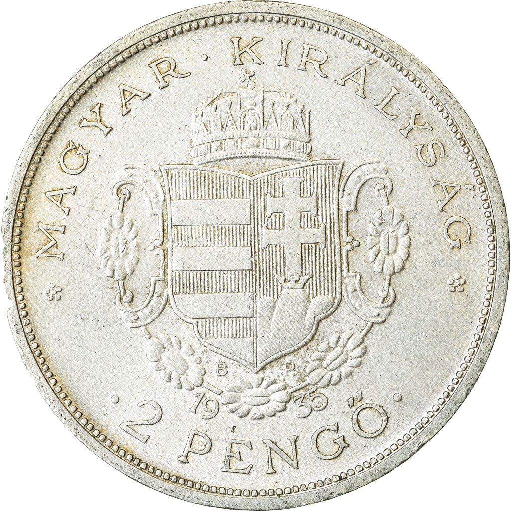 Coin, Hungary, 2 Pengö, 1935, Budapest, EF(40-45), Silver, KM:514