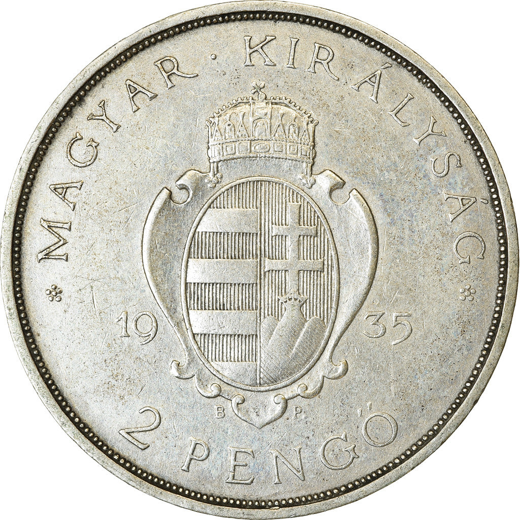 Coin, Hungary, 2 Pengö, 1935, Budapest, EF(40-45), Silver, KM:513