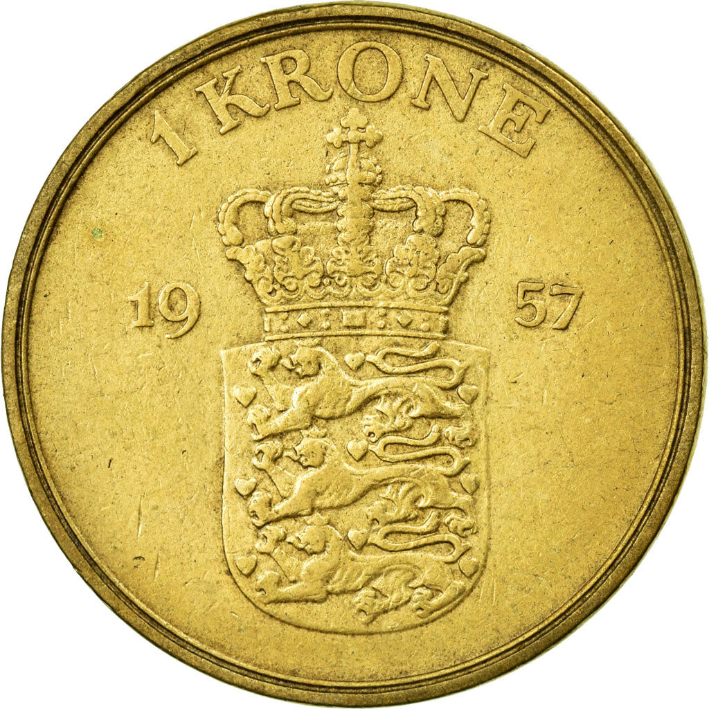 Coin, Denmark, Frederik IX, Krone, 1957, EF(40-45), Aluminum-Bronze, KM:837.2