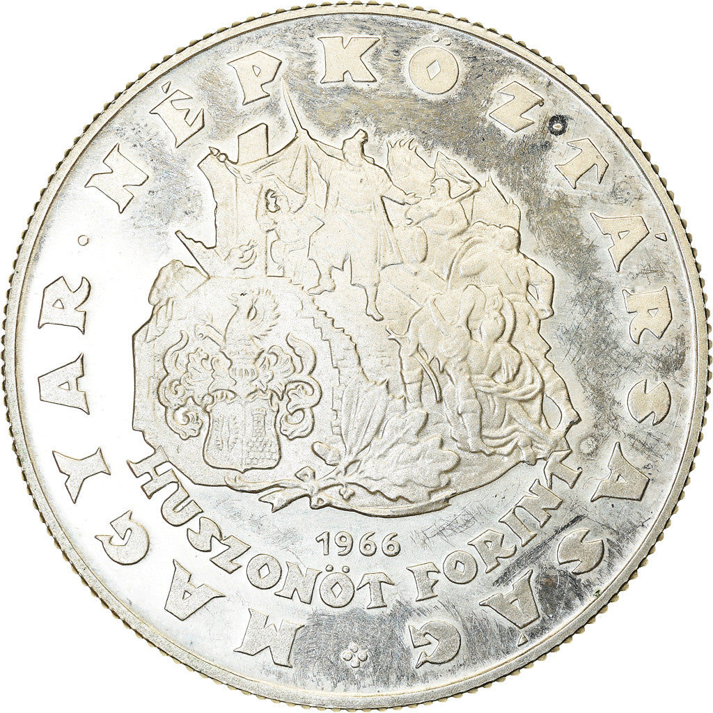 Coin, Hungary, 25 Forint, Huszonot, 1966, Budapest, EF(40-45), Silver, KM:567