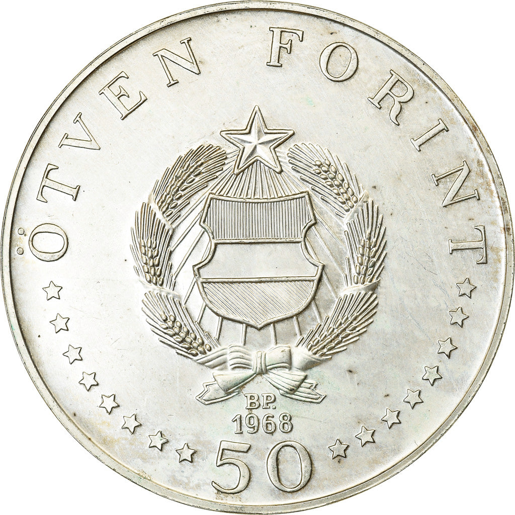 Moeda, Hungria, 50 Forint, Otven, 1968, Budapest, EF(40-45), Prata, KM:582