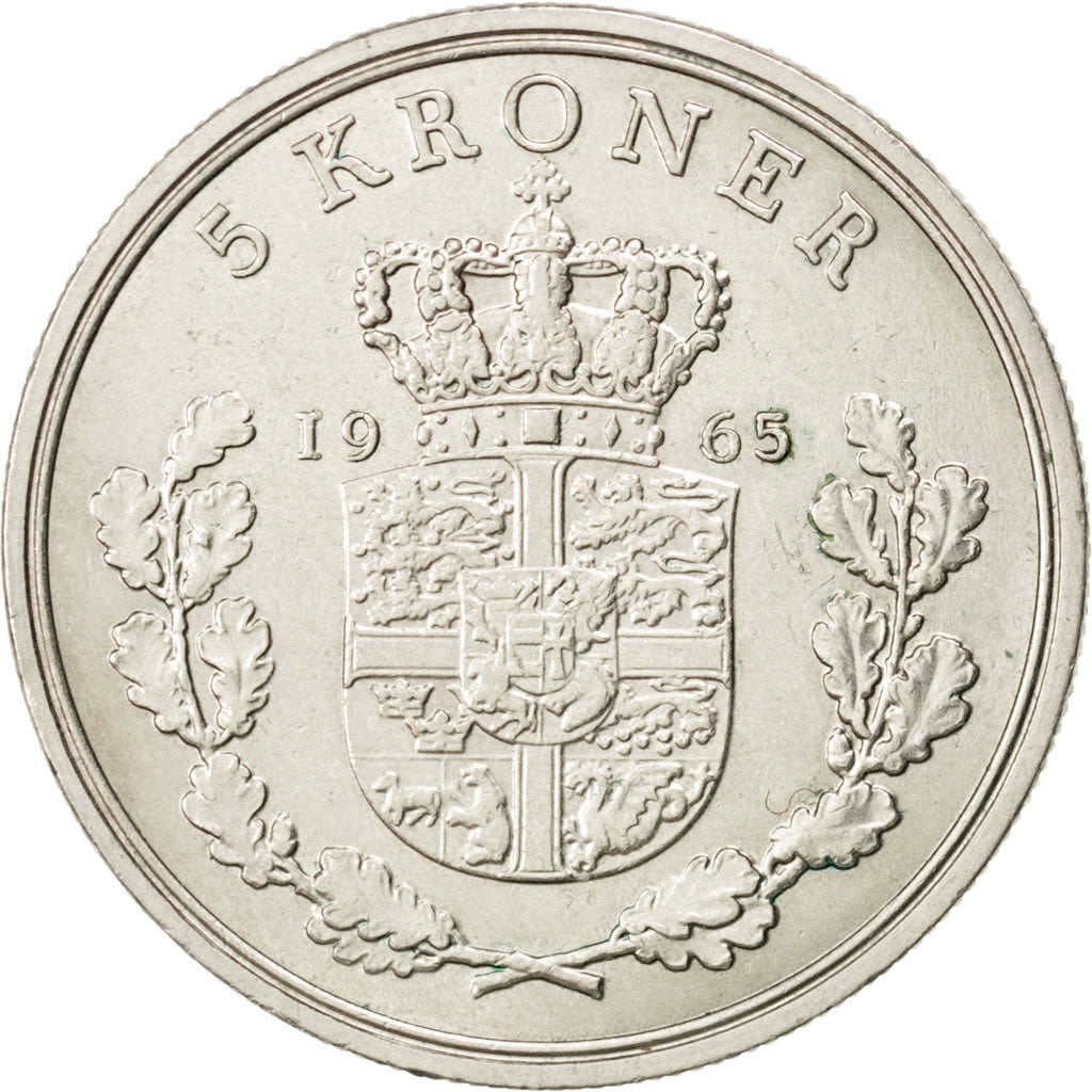 Monnaie, Danemark, Frederik IX, 5 Kroner, 1965, SUP, Copper-nickel, KM:853.1