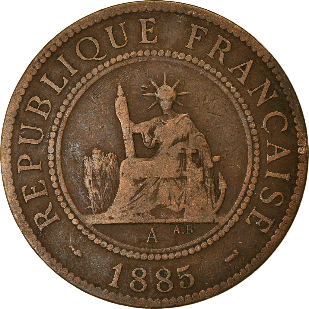 Coin, FRENCH INDO-CHINA, Cent, 1885, Paris, VF(30-35), Bronze, KM:1