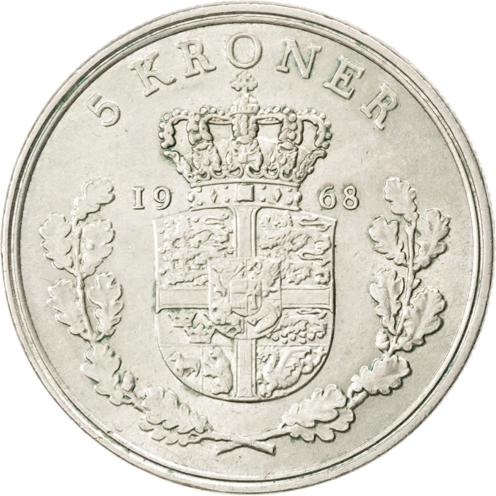 Danimarca, Frederik IX, 5 Kroner, 1968, SPL-, Rame-nichel, KM:853.1