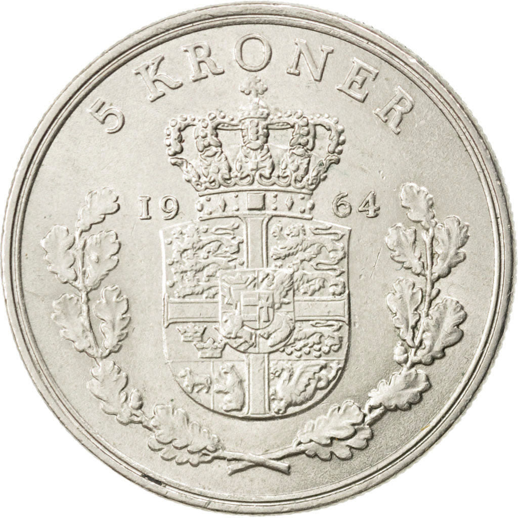Danimarca, Frederik IX, 5 Kroner, 1964, SPL-, Rame-nichel, KM:853.1