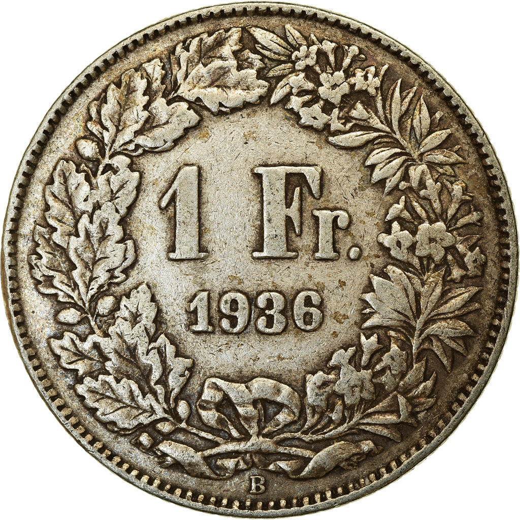 Coin, Switzerland, Franc, 1936, Bern, EF(40-45), Silver, KM:24