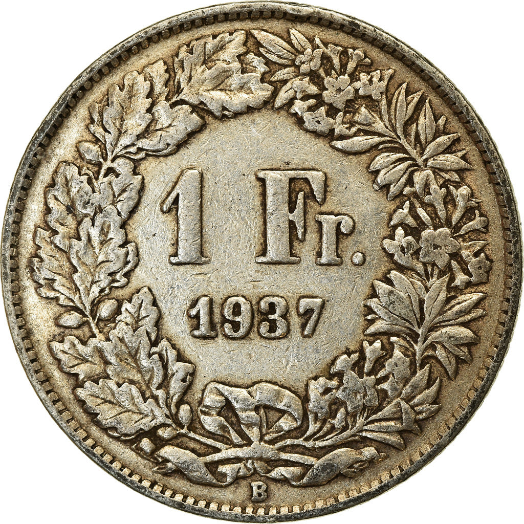 Coin, Switzerland, Franc, 1937, Bern, EF(40-45), Silver, KM:24