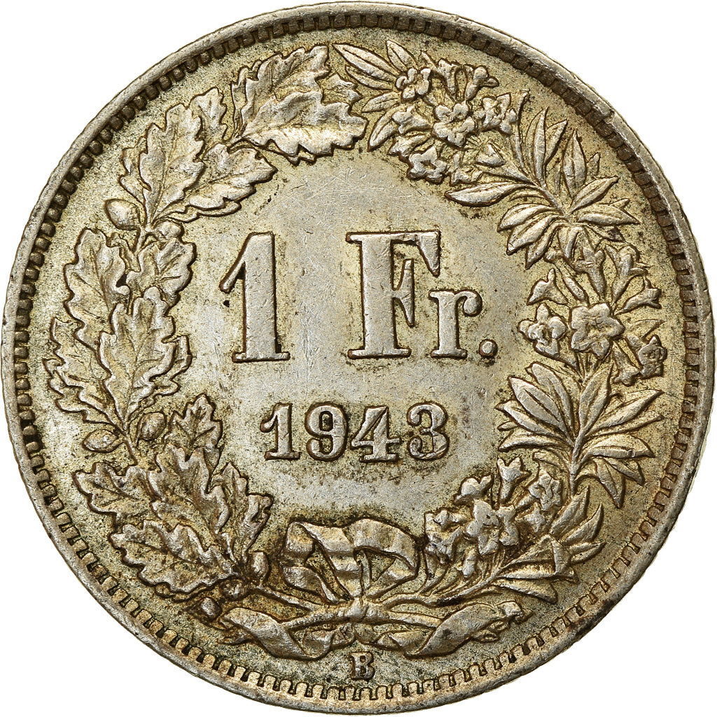 Coin, Switzerland, Franc, 1943, Bern, EF(40-45), Silver, KM:24