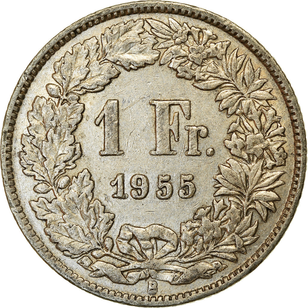 Coin, Switzerland, Franc, 1955, Bern, EF(40-45), Silver, KM:24