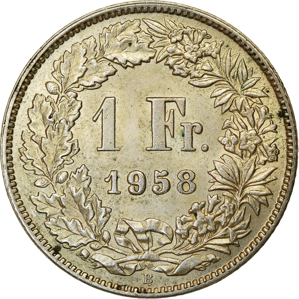 Coin, Switzerland, Franc, 1958, Bern, EF(40-45), Silver, KM:24