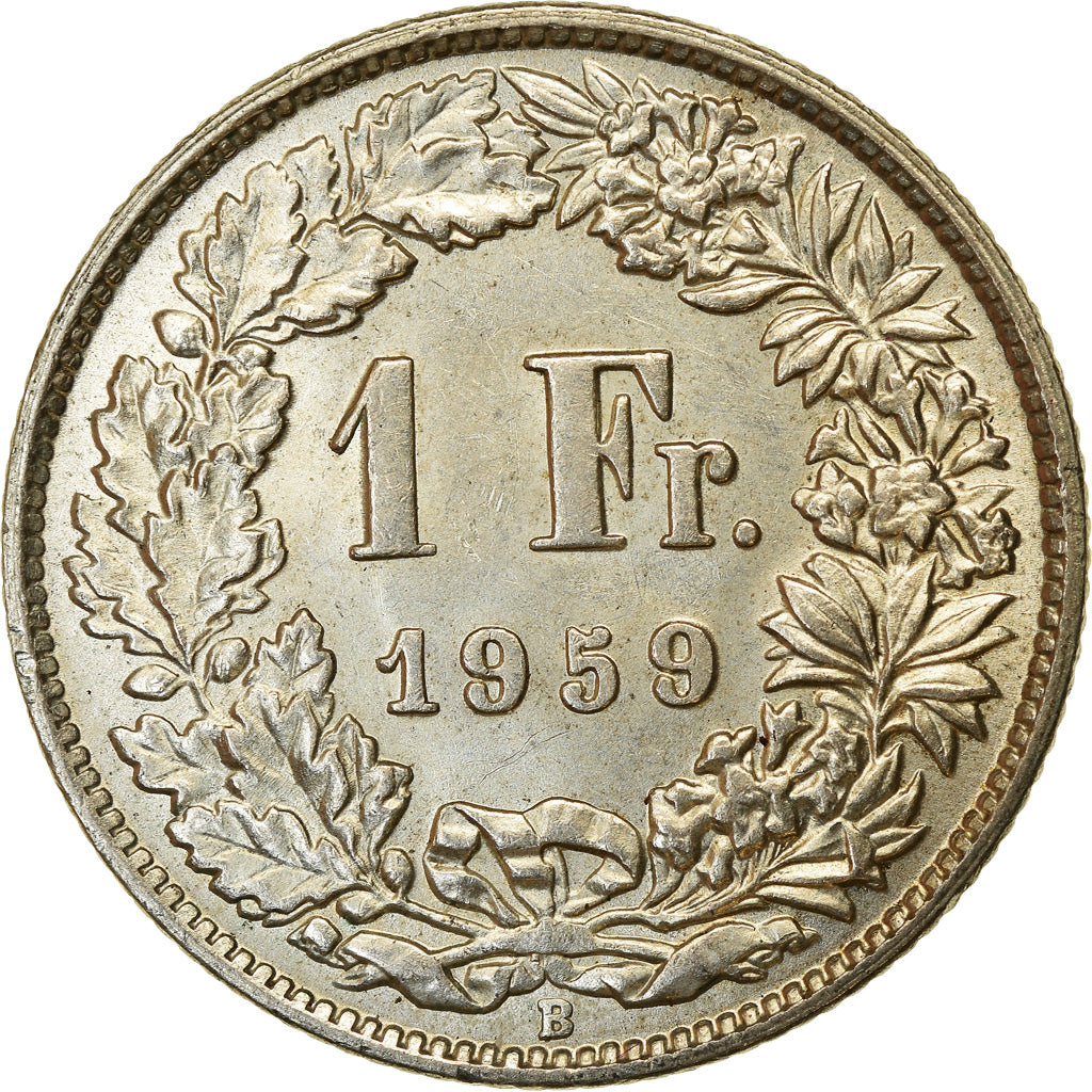 Coin, Switzerland, Franc, 1959, Bern, EF(40-45), Silver, KM:24