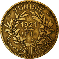 Coin, Tunisia, Muhammad al-Nasir Bey, 2 Francs, 1921, Paris, EF(40-45), Silver