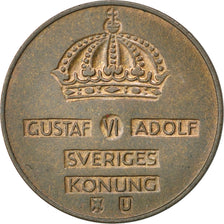 SWEDEN, 2 Ore, 1966, KM #821, AU(50-53), Bronze, 21, 4.00