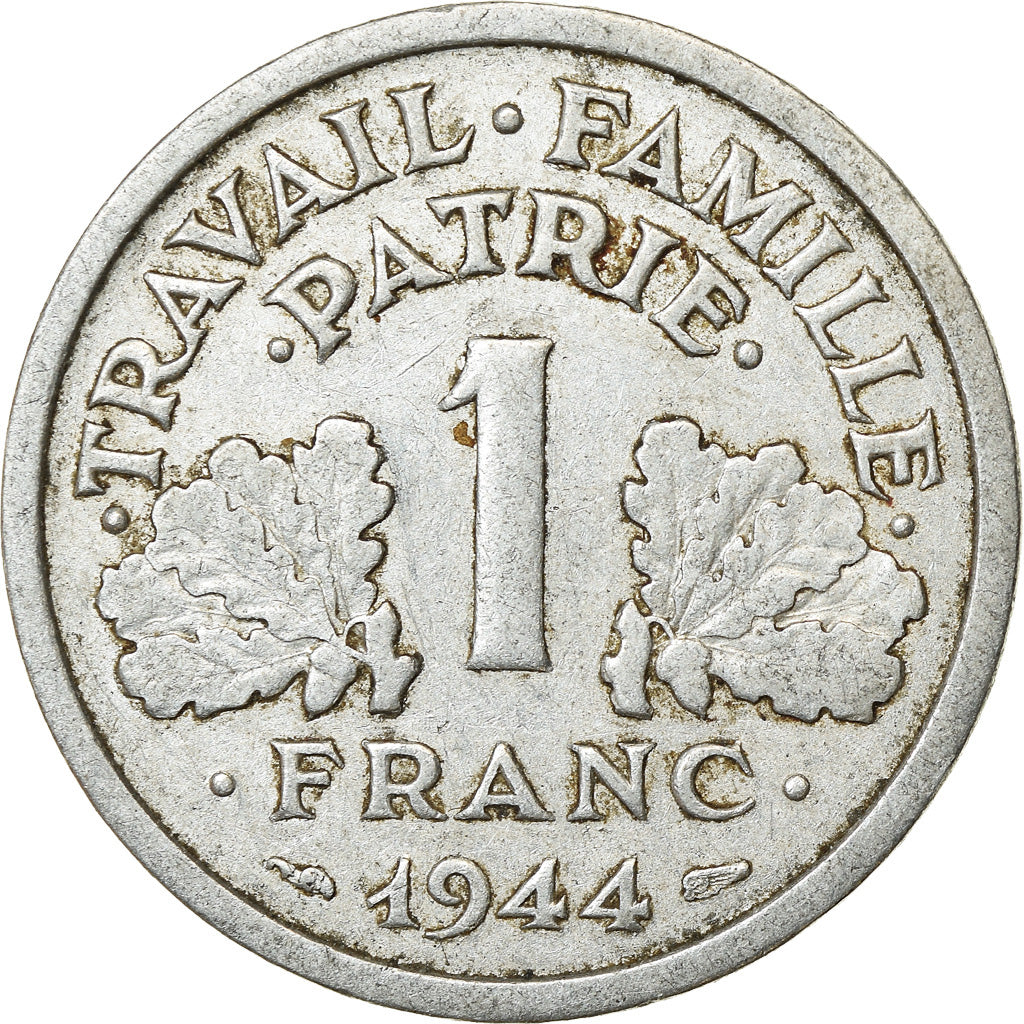 Coin, France, Bazor, Franc, 1944, Castelsarrasin, EF(40-45), Aluminum, KM:902.3