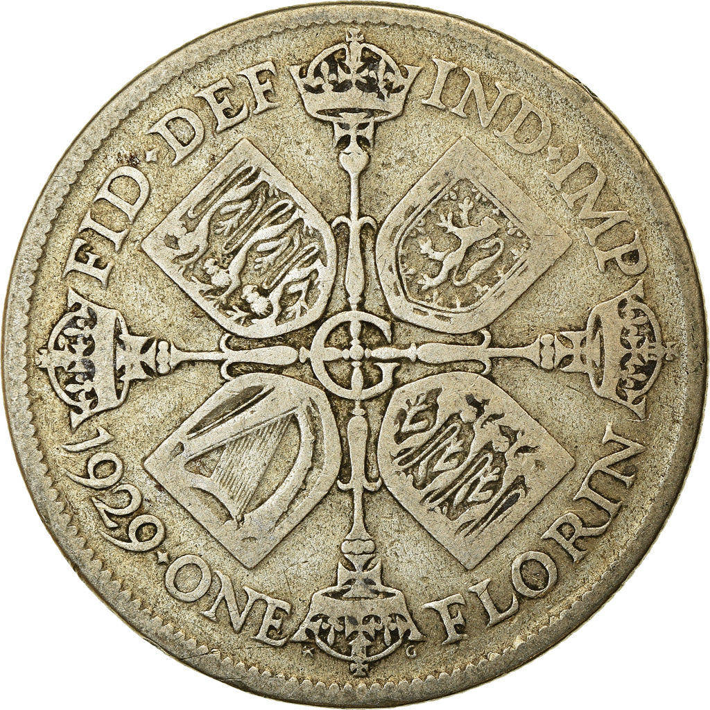 Münze, Großbritannien, George V, Florin, Two Shillings, 1929, S+, Silber