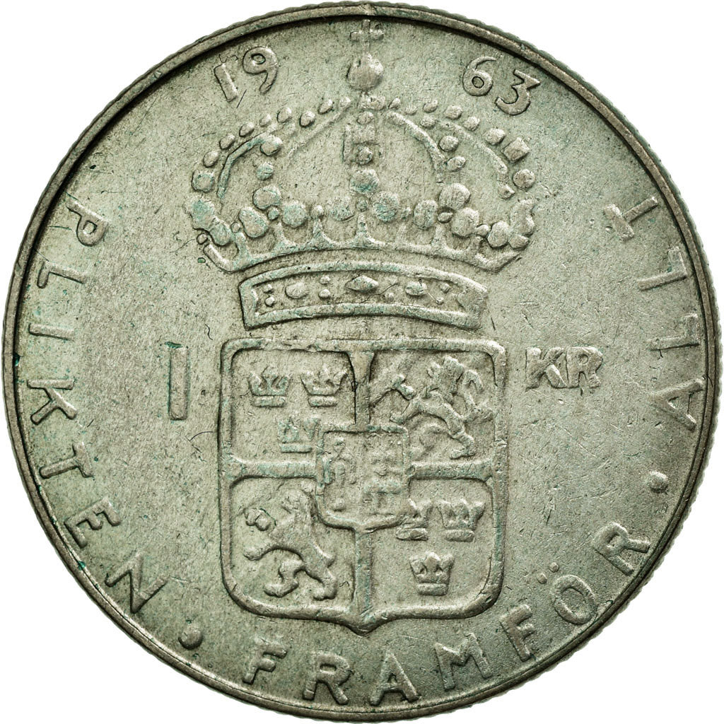 Coin, Sweden, Gustaf V, Krona, 1963, AU(50-53), Silver, KM:786.2