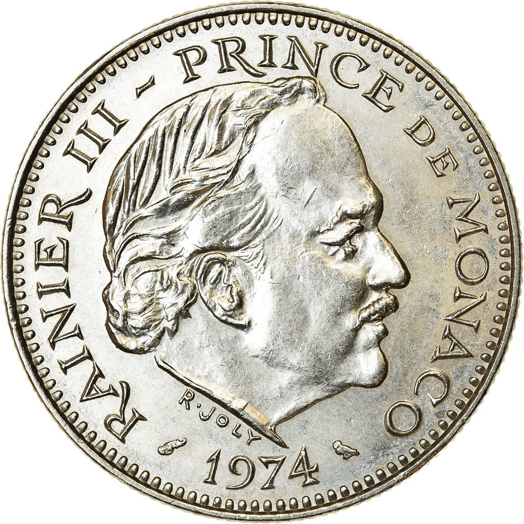 Coin, Monaco, Rainier III, 5 Francs, 1974, AU(50-53), Copper-nickel, KM:150